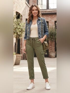 Forever 21 Olive Cargo Pants with Utility Pockets